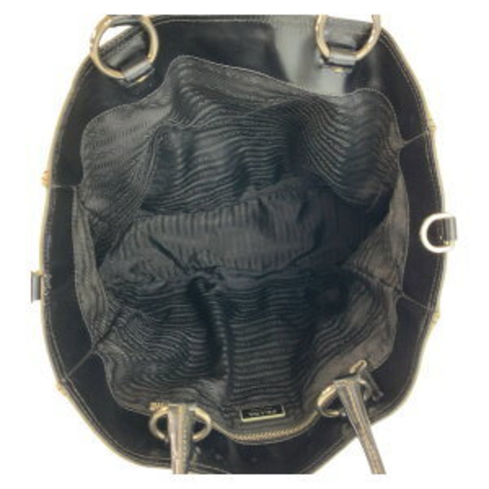 Prada Triangular Beige Black Canvas Tote Bag - image 3